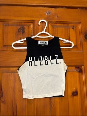 HLZBLZ Women's Black and White Logo Crop Top Size S
